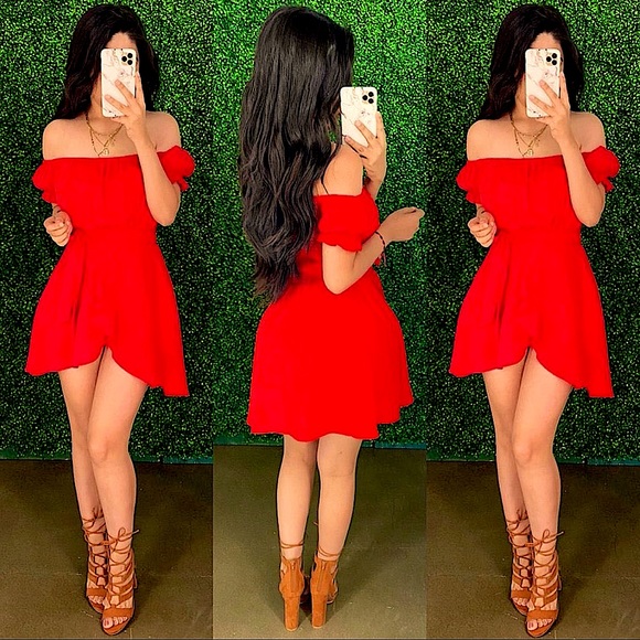 Tinas Fashion Red Wrap Skater Dress NWT - Picture 1 of 9